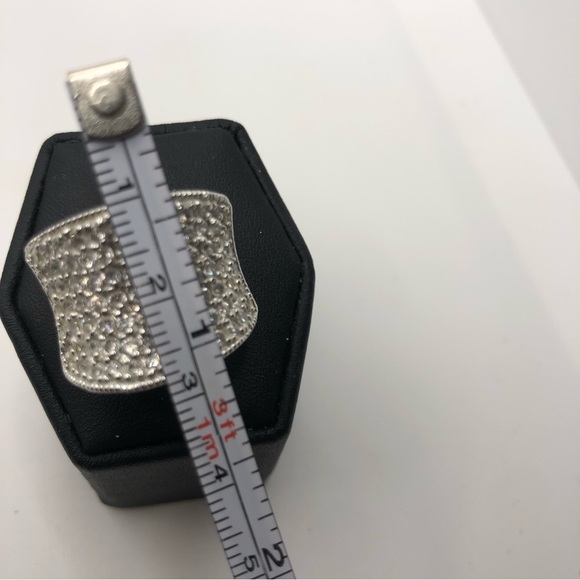 Sterling Silver Wide Band Multi Row Cz Ring Sz 5.75 - 6 - Picture 12 of 12